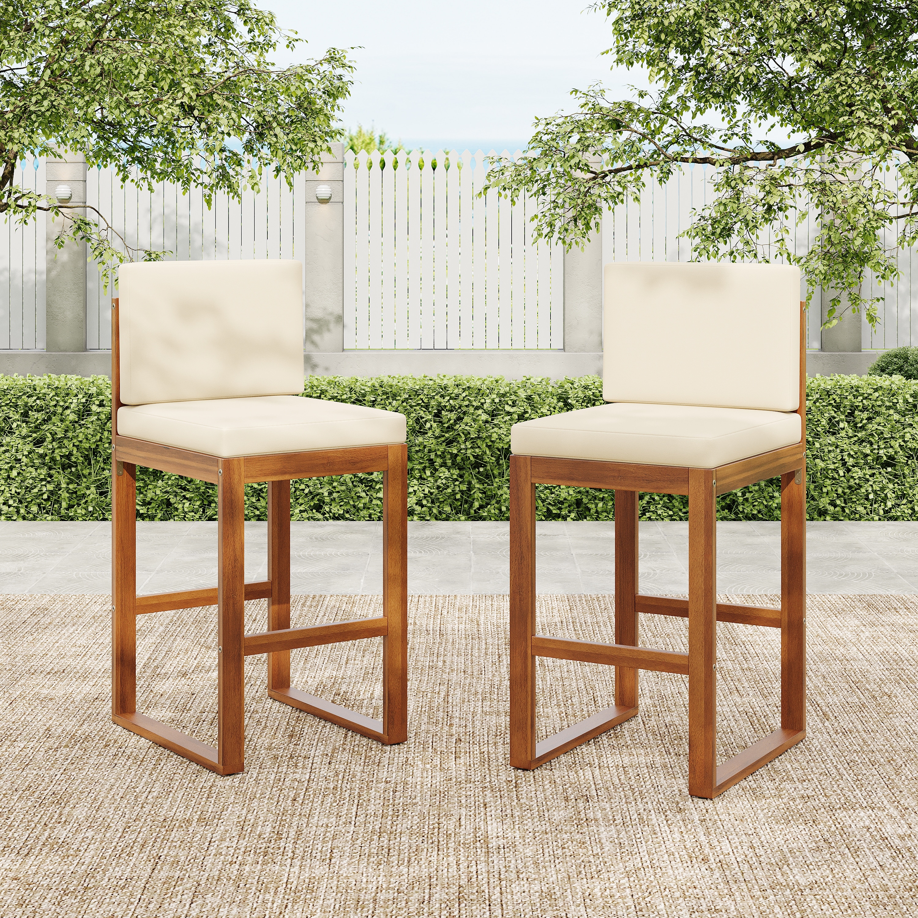 Christopher Knight Home Cole Outdoor Acacia Wood Barstool (set of 2)