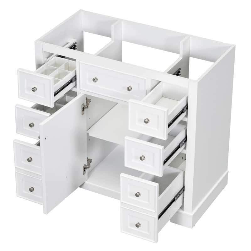 36" Bathroom Vanity with Sink Combo: Cabinet, Six Drawers