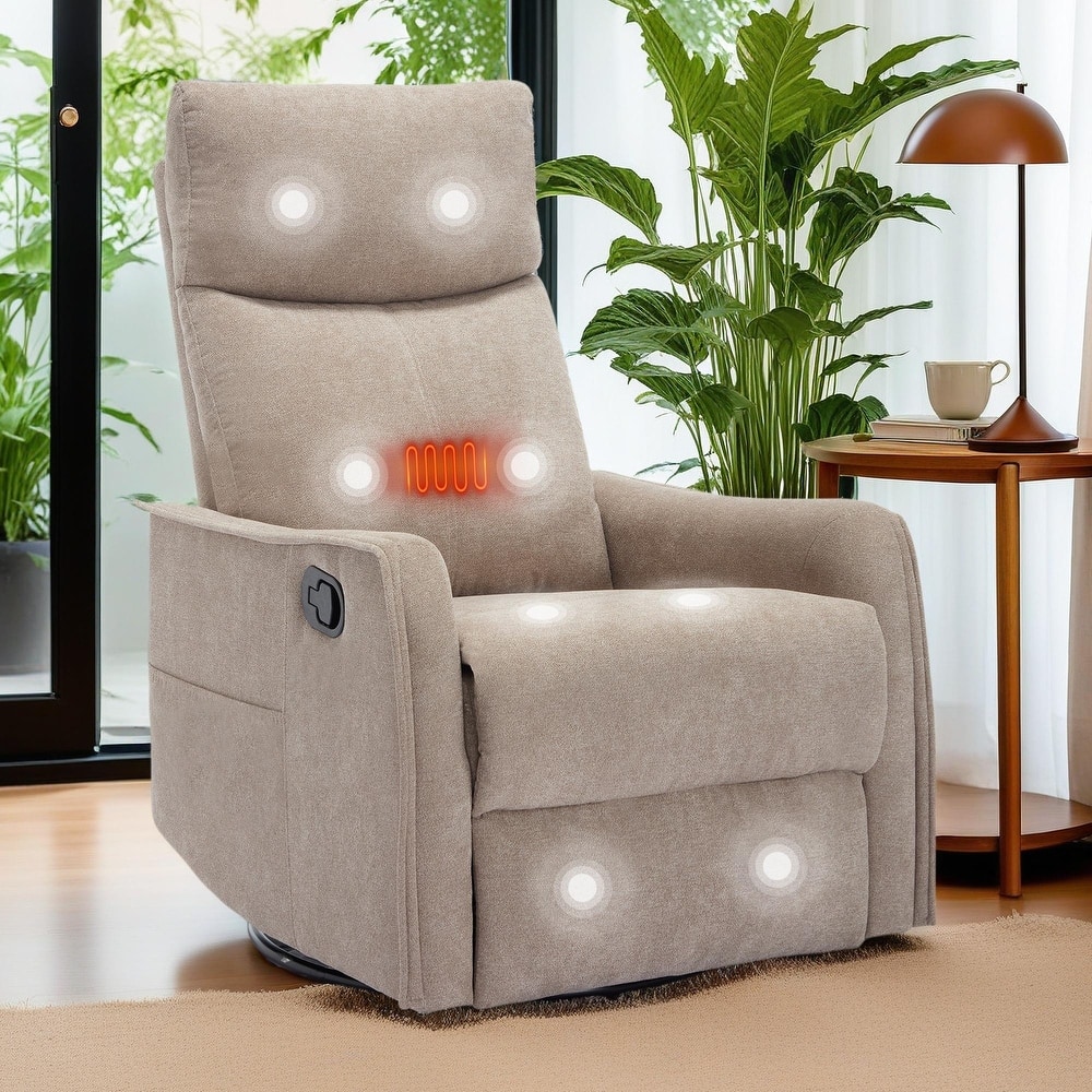 360° Swivel Rocker Recliner Chair with Massage and Lumbar Heating