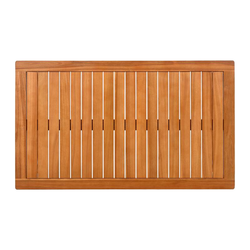 Christopher Knight Home - George 4-Piece Outdoor Acacia Wood Conversation Set with Plush Thick Cushions & Slatted Coffee Table