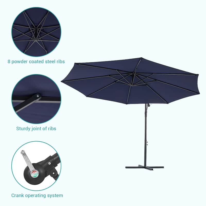 BONOSUKI 10ft Patio Offset Umbrella Outdoor Hanging Umbrella