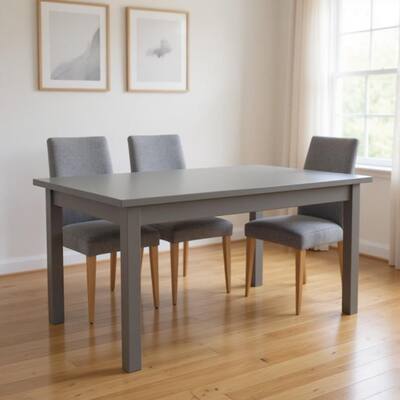 HomeRoots 60" Gray Solid Wood Dining Table - 60.00 in. x 30.00 in. x 27.00 in.