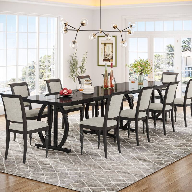 63-Inch Modern Dining Table for 6 People, Black Kitchen Table with Metal Frame - 63" L x 31.5" W x 29.53" H