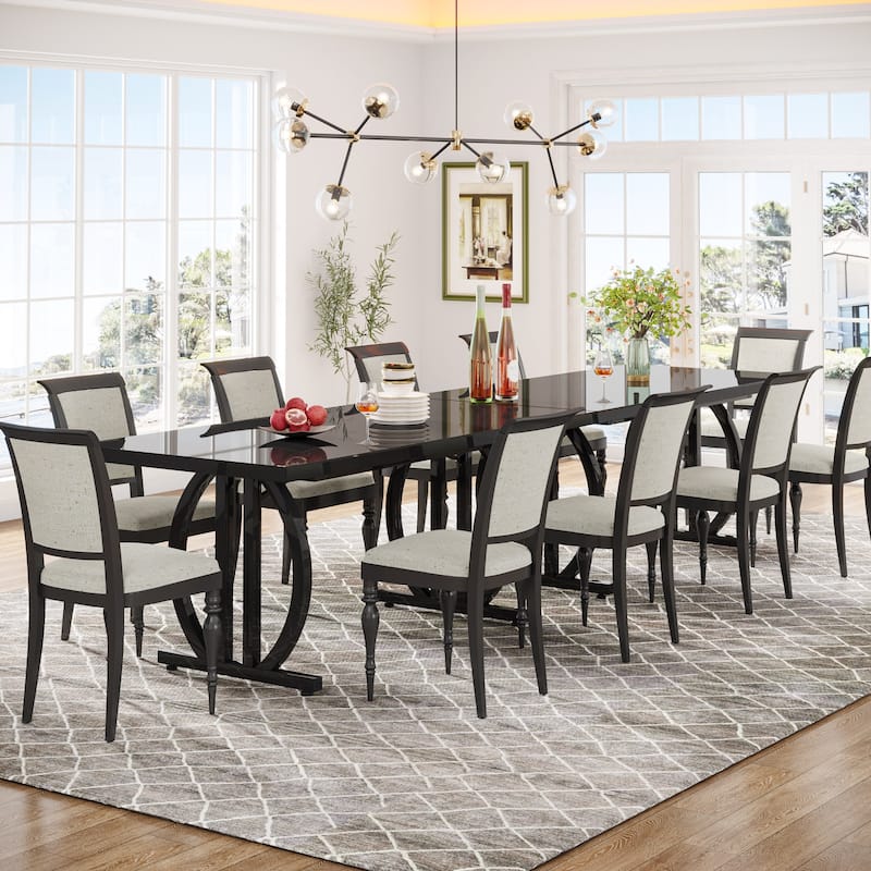 Dining Table for 4-6 People, 63-Inch Large Dining Room Table, High Glossy Finished