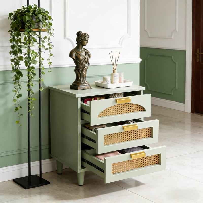 Rattan Side Table,Small Storage Cabinet,Nightstand