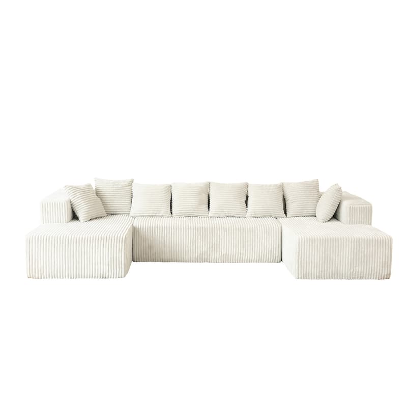 GDFStudio - American Design Modular 130" U-Shaped Sectional Sofa, Chaise Lounge with Reversible Layout