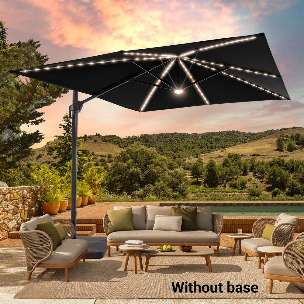 BONOSUKI 11.5x9FT LED Cantilever Patio Umbrella with 360 Rotation