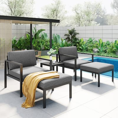 Outdoor Patio 5-piece Aluminum Alloy Conversation Set Sofa Set