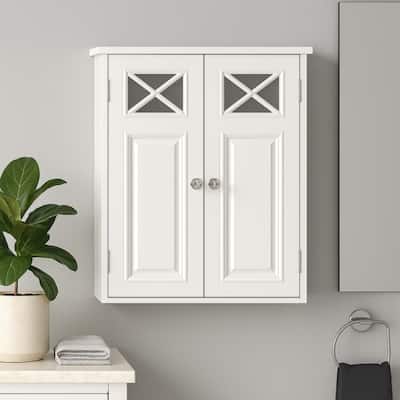 Teamson Home Dawson Removable Two-Door Wall Cabinet, White - 7"L x 20"W x 24"H