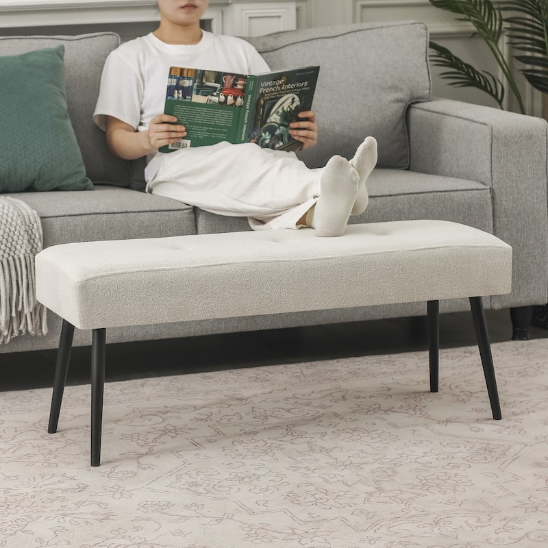 Adeco Modern End of Bed Bench Tufted Ottoman