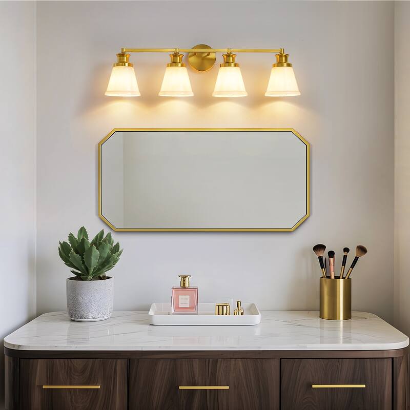 Modern Vanity Lights 3/4 Light Bathroom Dimmable Light Fixture Wall Sconce with Glass Shades
