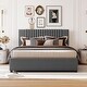 preview thumbnail 1 of 18, Queen Size Upholstered Platform Bed Grey