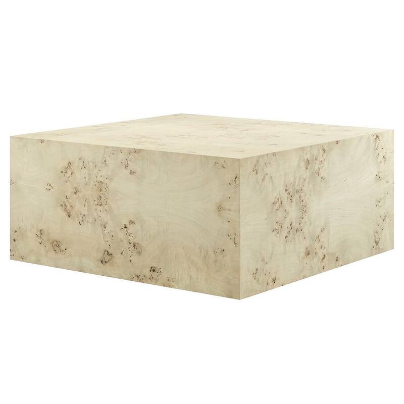 Penrod Mid-Century Burl Wood Square Coffee Table