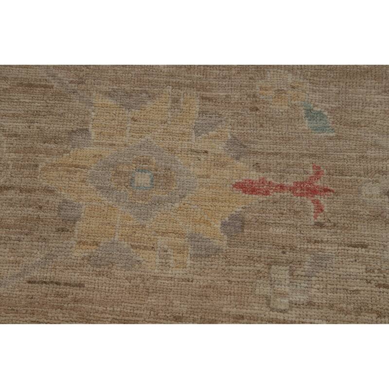Hand Knotted Oriental 100% Wool Carpet Transitional All-Over Brown Oushak Area Rug - 13' 9'' X 10' 3''