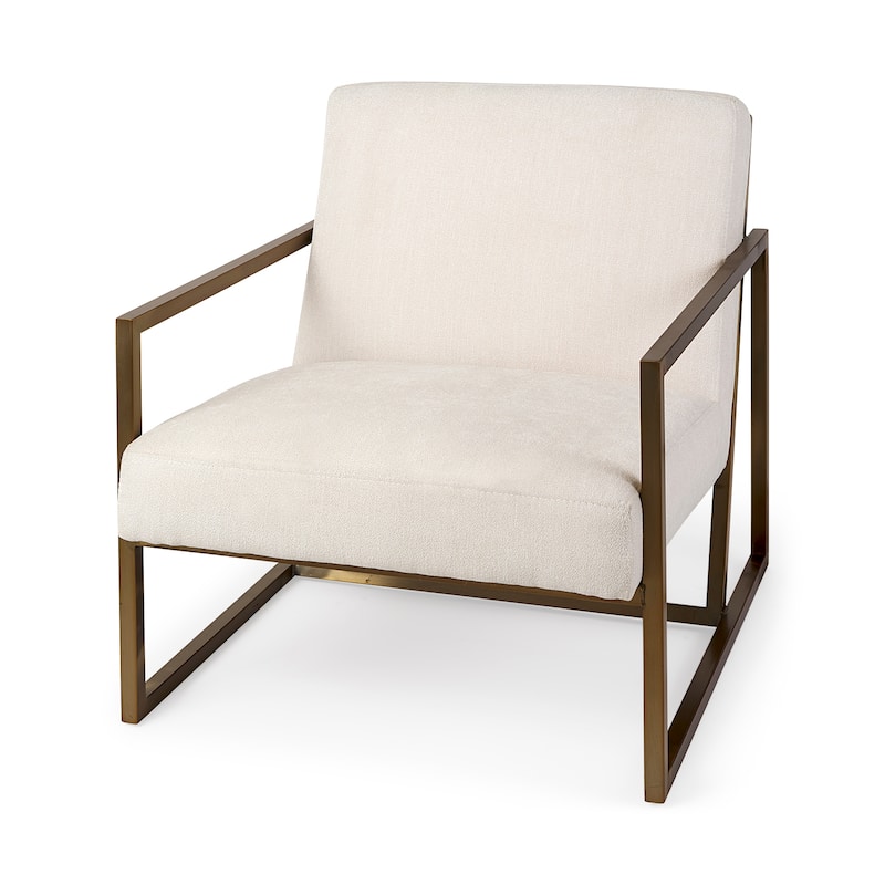 Armelle I Black Leather Seat w/Gold Metal Frame Accent Chair - 28.25" W x 32.75" D x 30.0" H
