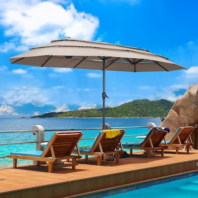 Autlaycil 15ft Outdoor Patio Umbrellas，3 Tier Vented and Large Market Table Umbrella