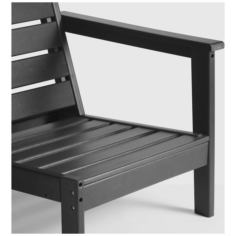 Birchwood All Weather HDPE Outdoor Patio Deep Seating Black Right Arm Facing Chair With Cushions (1-Piece)