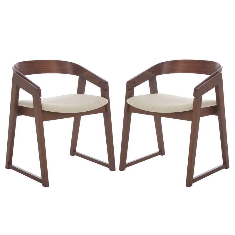 SAFAVIEH COUTURE Hildabryna Wood Dining Chair (Set of 2) - 21"W x 21"D x 26"H - Walnut/Beige