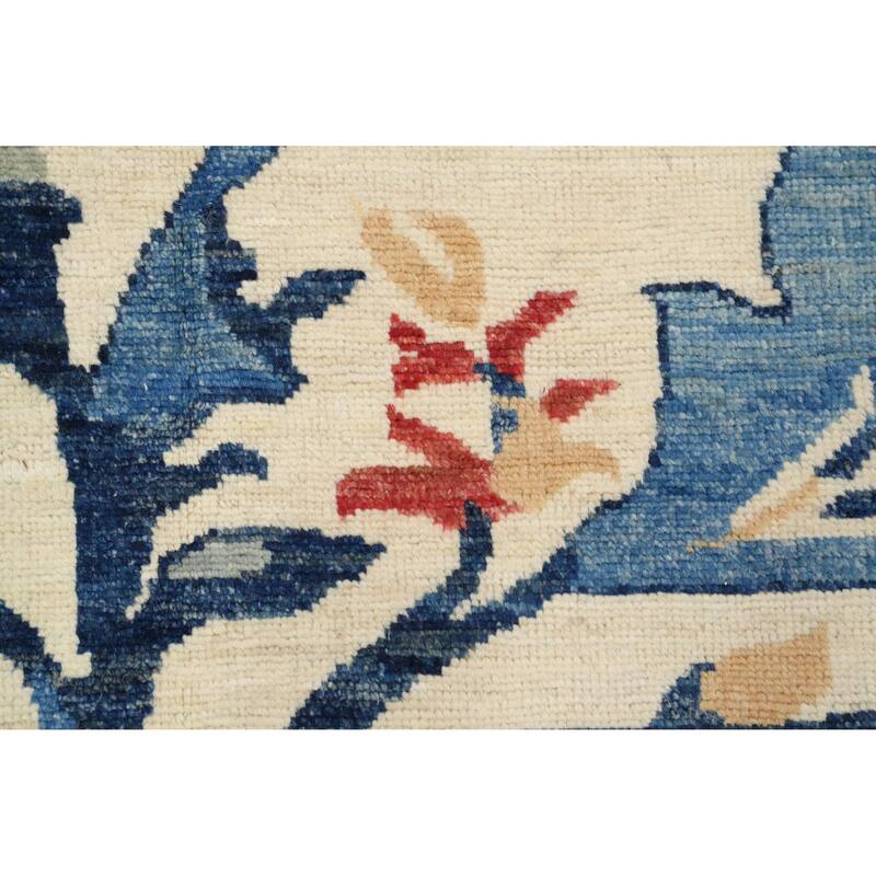 Hand Knotted Oriental 100% Wool Carpet Transitional Floral Beige & Ivories Oushak Area Rug - 9' 10'' X 8' 7''