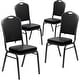 preview thumbnail 20 of 25, 4 Pack Crown Back Stacking Banquet Chair Black Vinyl/Silver Vein Frame