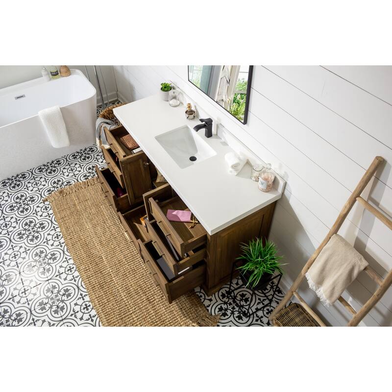 Willow Collections 60 in. W x 22 in. D Charlotte Teak Single Sink Bathroom Solid Teak Vanity with Countertop