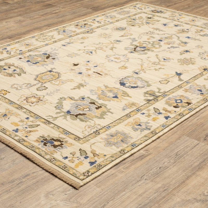 Adelaide Bohemian Traditional Beige/ Tan Wool Blend Area Rug-