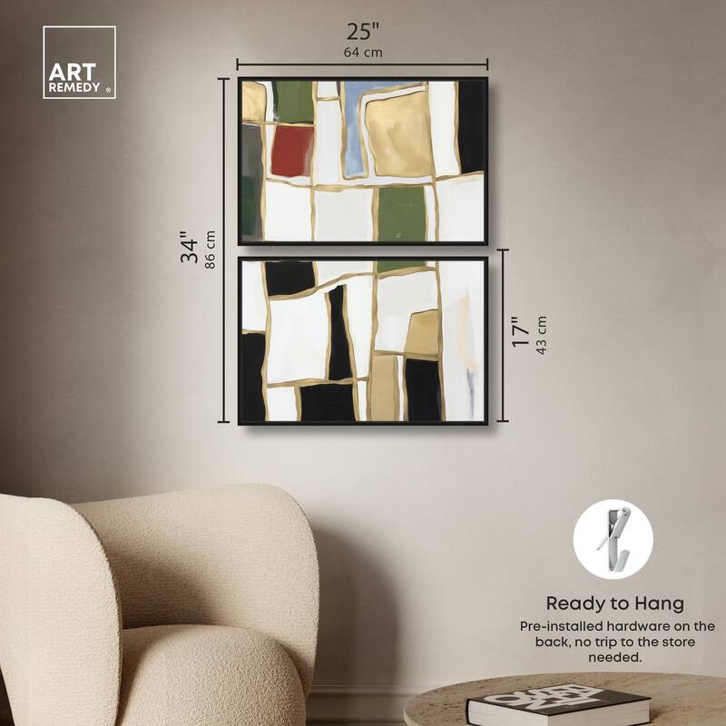 Kiss in Abstraction Canvas Set of 2 by Art Remedy