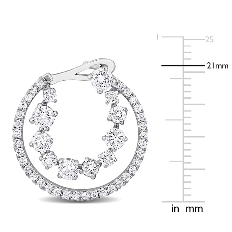 Miadora 2 2/5ct TDW Diamond Double Semi-Circle Earrings in 14k White Gold