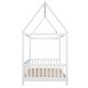 preview thumbnail 30 of 31, Twin/Full Size House Bed with LED Light and Guardrail, Solid Wood Platform Bed Frame with Roof Design for Kids