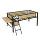 preview thumbnail 35 of 69, Metal Loft Bed with Rectangular Desk, LED lights, Storage Shelves and Hanging Storage Compartments, Safety Guard and Ladder