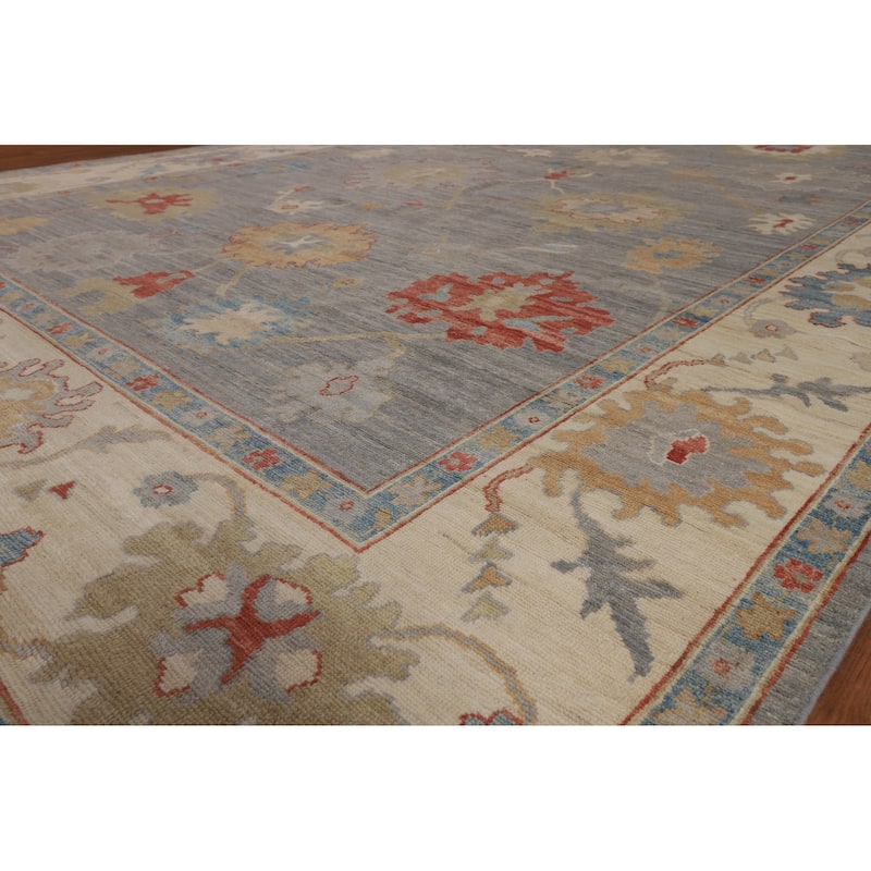 Oushak Turkish Large Area Rug Handmade Vegetable Dye Wool Carpet - 10'0"x 14'0"