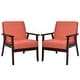 preview thumbnail 30 of 64, Costway Set of 2 Fabric Accent Armchair Solid Wood Upholstered Lounge - See Details Orange