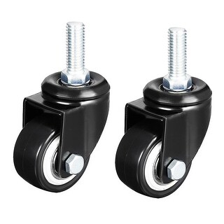 4PCS M8 Screw 1.5" Black PU Furniture Swivel Castor Wheel Trolley Caster 