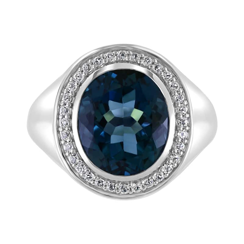 EFFY Men's 925 Sterling Silver London Blue and White Topaz Ring