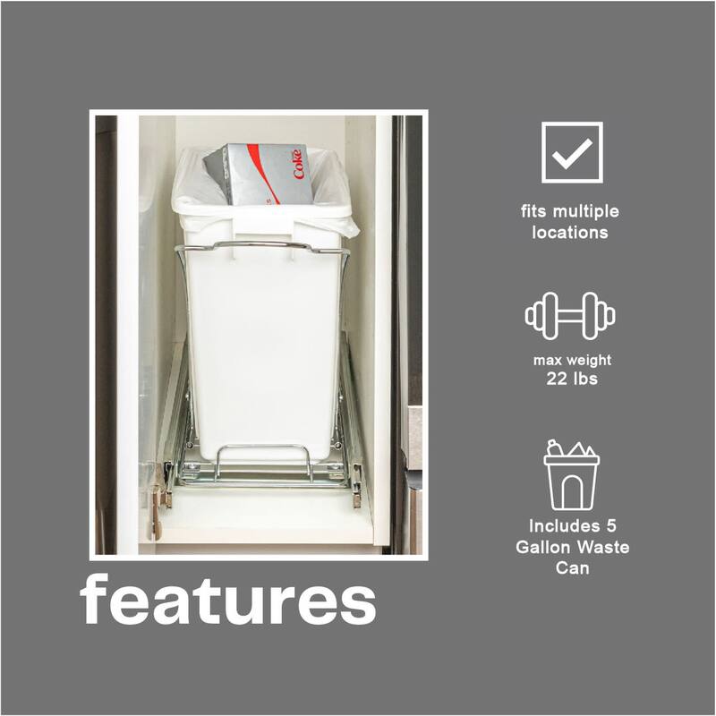 Household Essentials Pull Out Trash Can with Under-Cabinet Caddy