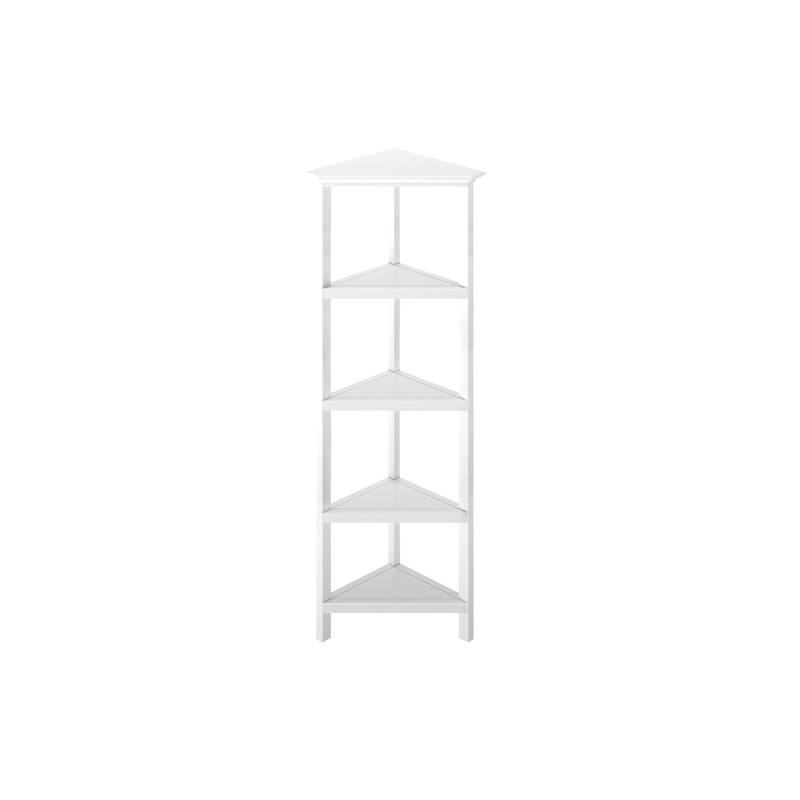 Edenton Tall Wood Corner Bookcase with 4 Shelves, White - White