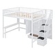 preview thumbnail 7 of 17, Full Size Wooden Loft Bed with Bookshelf,Drawers,Desk,and Wardrobe,Multifunctional Loft Bed