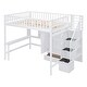 preview thumbnail 7 of 51, Full size Loft Bed with Bookshelf,Drawers,Desk,and Wardrobe