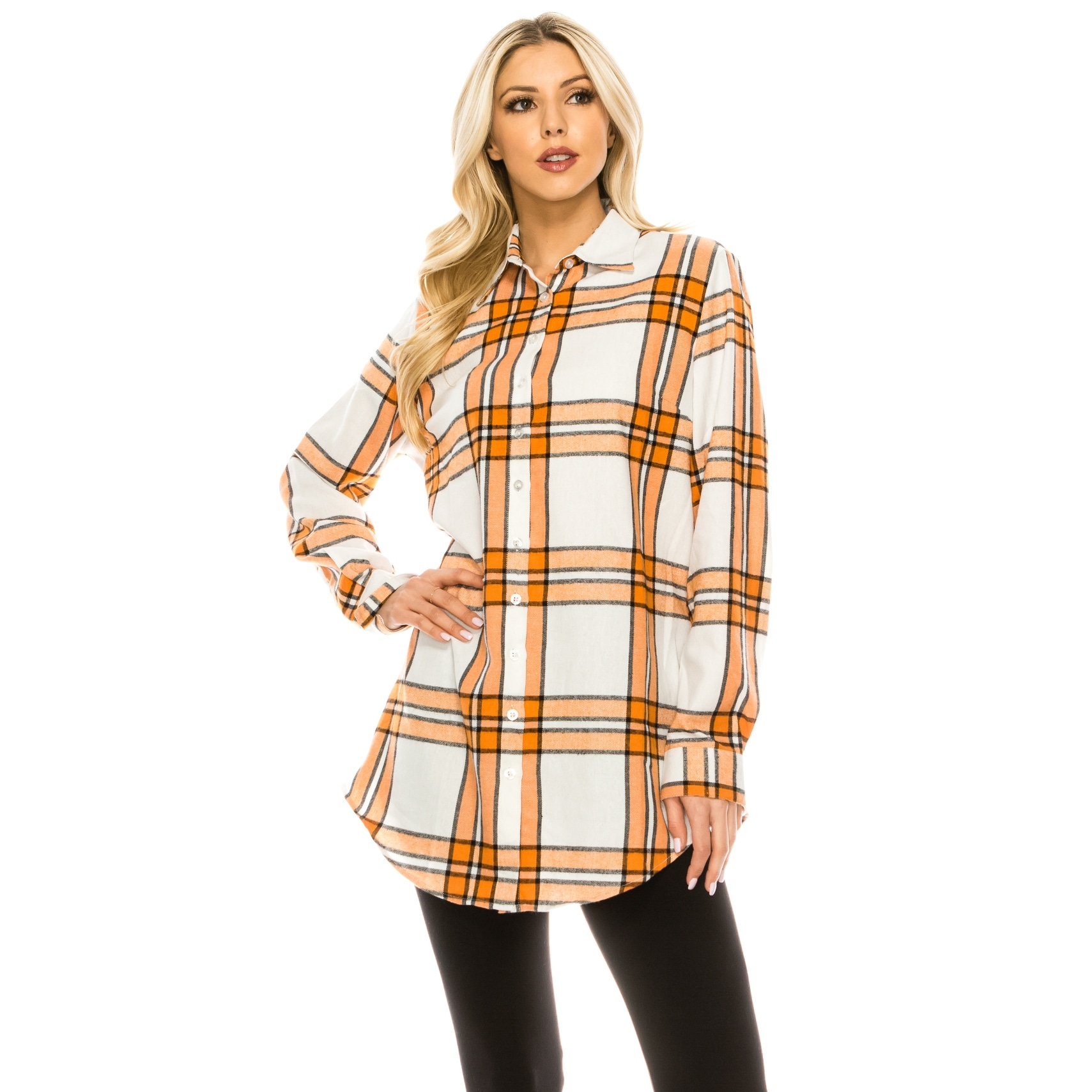 Flannel tunic tops Clearance