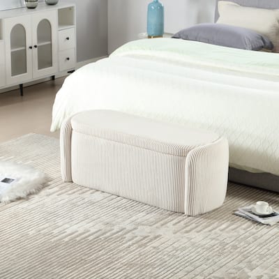 House Hold Storage Ottoman,Bedroom End Bench,Upholstered Fabric Storage Ottoman with Safety Hinge