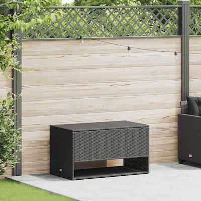 vidaXL Cushion Box Black PE Rattan, Powder-Coated Steel, Polyester - 21.7 x 39.4 x 21.9