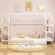 preview thumbnail 14 of 18, Twin Size Montessori Floor House Bed with Detachable Storage Shelves and Clothes Hanging Rack