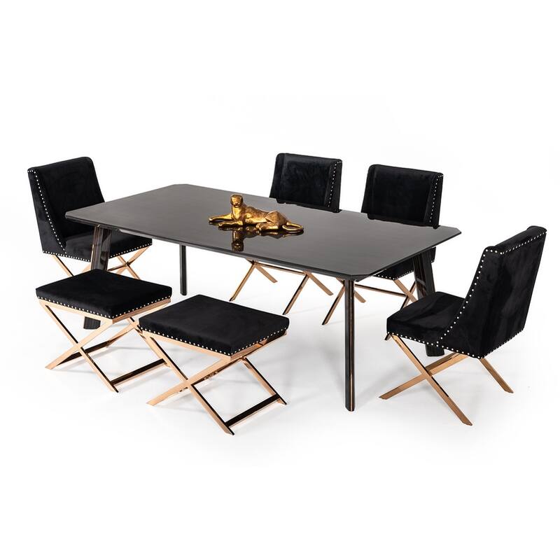 Modrest Chadwick Modern Ebony & Rosegold Dining Table