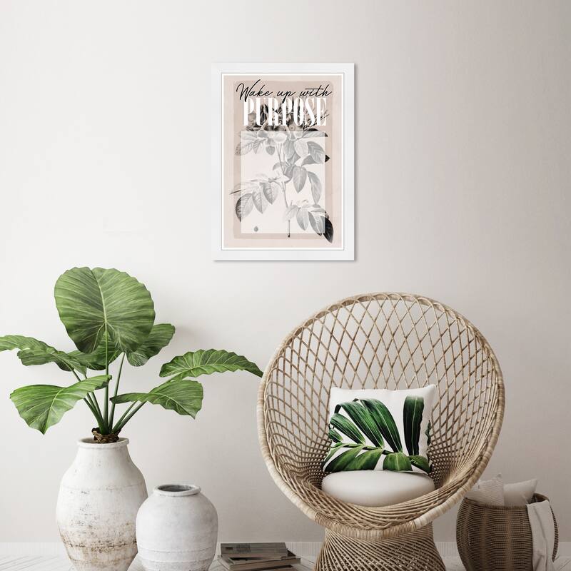Wynwood Studio Prints Floral and Botanical With Purpose Brown and Tan Farmhouse Wall Art Canvas Print - White