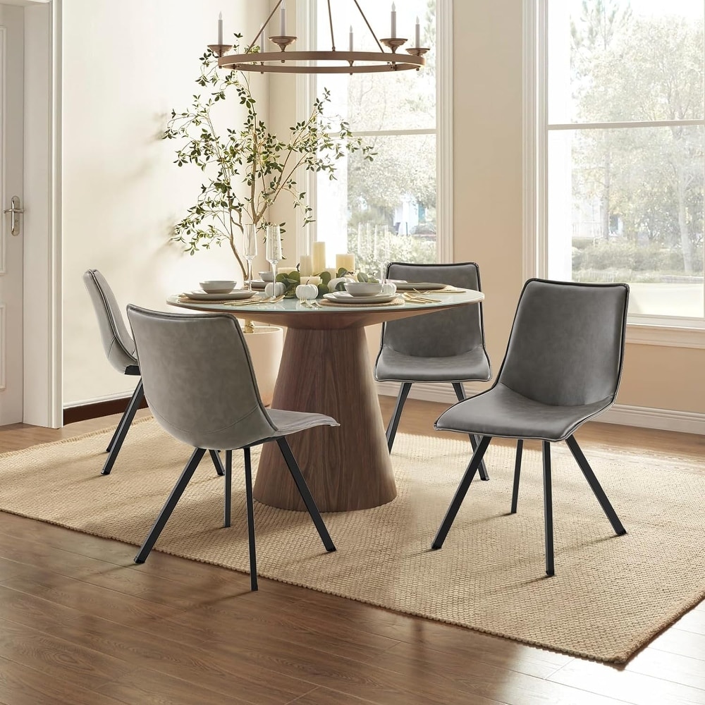 Grey leather dining room shop chairs