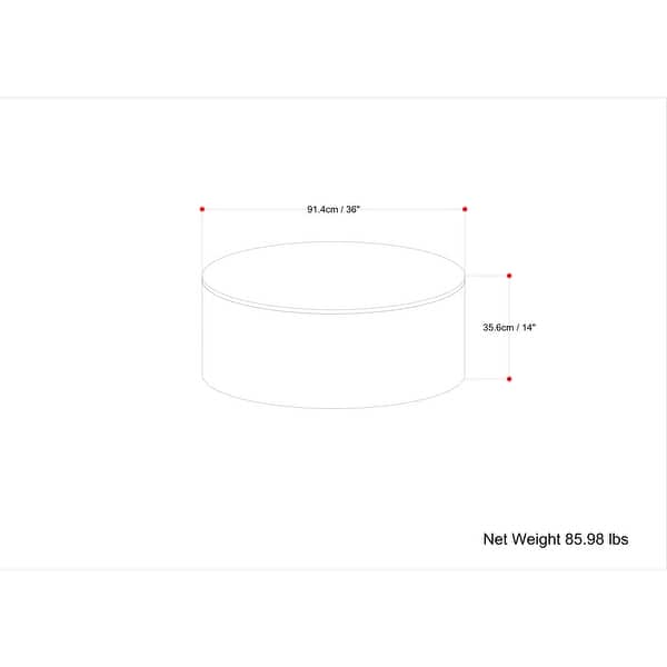WYNDENHALL Hillmount SOLID MANGO WOOD 36 inch Wide Round Contemporary Drum Coffee Table & Fully Assembled - 36"d x 36" w x 14"h