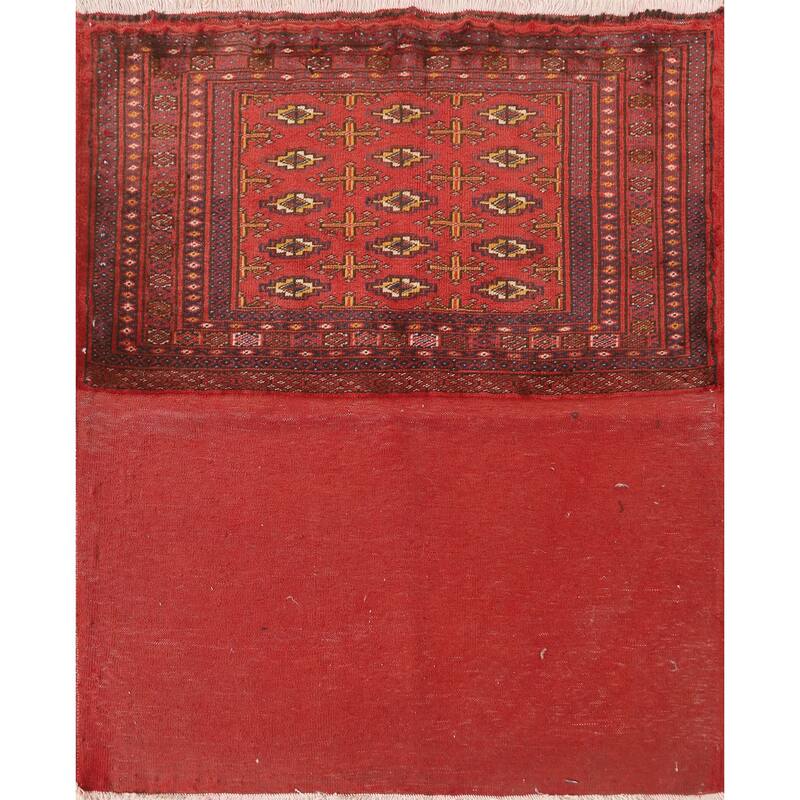 Geometric Turkoman Persian Square Rug Hand-Knotted Wool Carpet - 3'4" x 3'4"