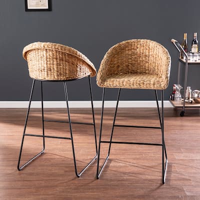 SEI Furniture Landria Natural Woven Fiber Stools (Set of 2)