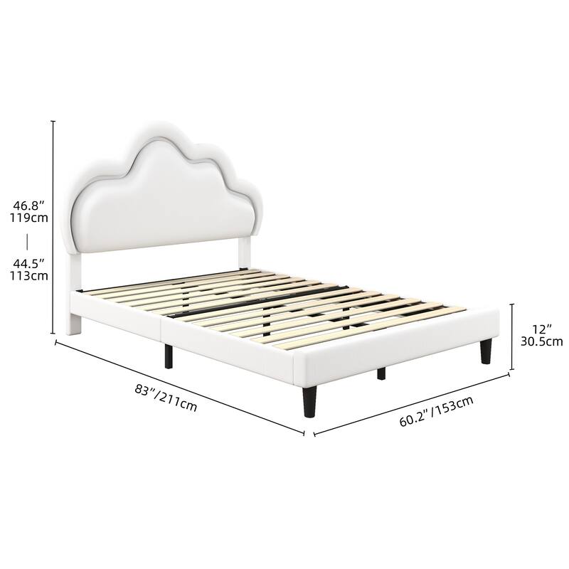 Moasis PU Adjustable Cloud Headboard Bed Frame Platform with LED