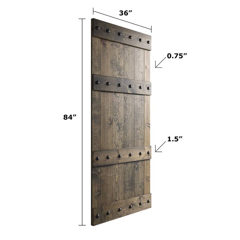 Coast Sequoia 72in x 84in Castle Series Pine Wood Double Sliding Barn Door With Hardware Kit